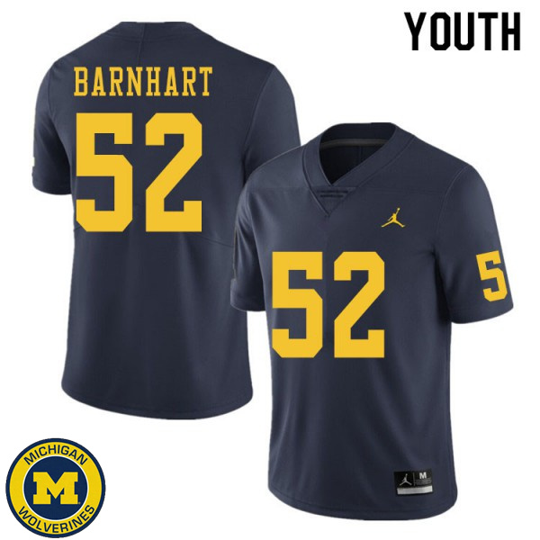 Youth Michigan Wolverines #52 Karsen Barnhart Navy Official Game Jersey